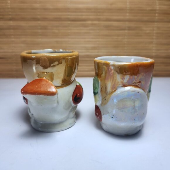 Vintage Egg Cup Holders Luster Ware Ceramic Made in Japan Hand Painted - Picture 5 of 8